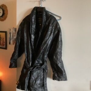 Genuine leather hand cRafted fully lined belted leather coat/ jacket